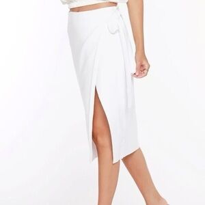 Nwt REVOLVE Bobi Sweater Wrap Skirt In Ivory White Midi New With Tags Size S